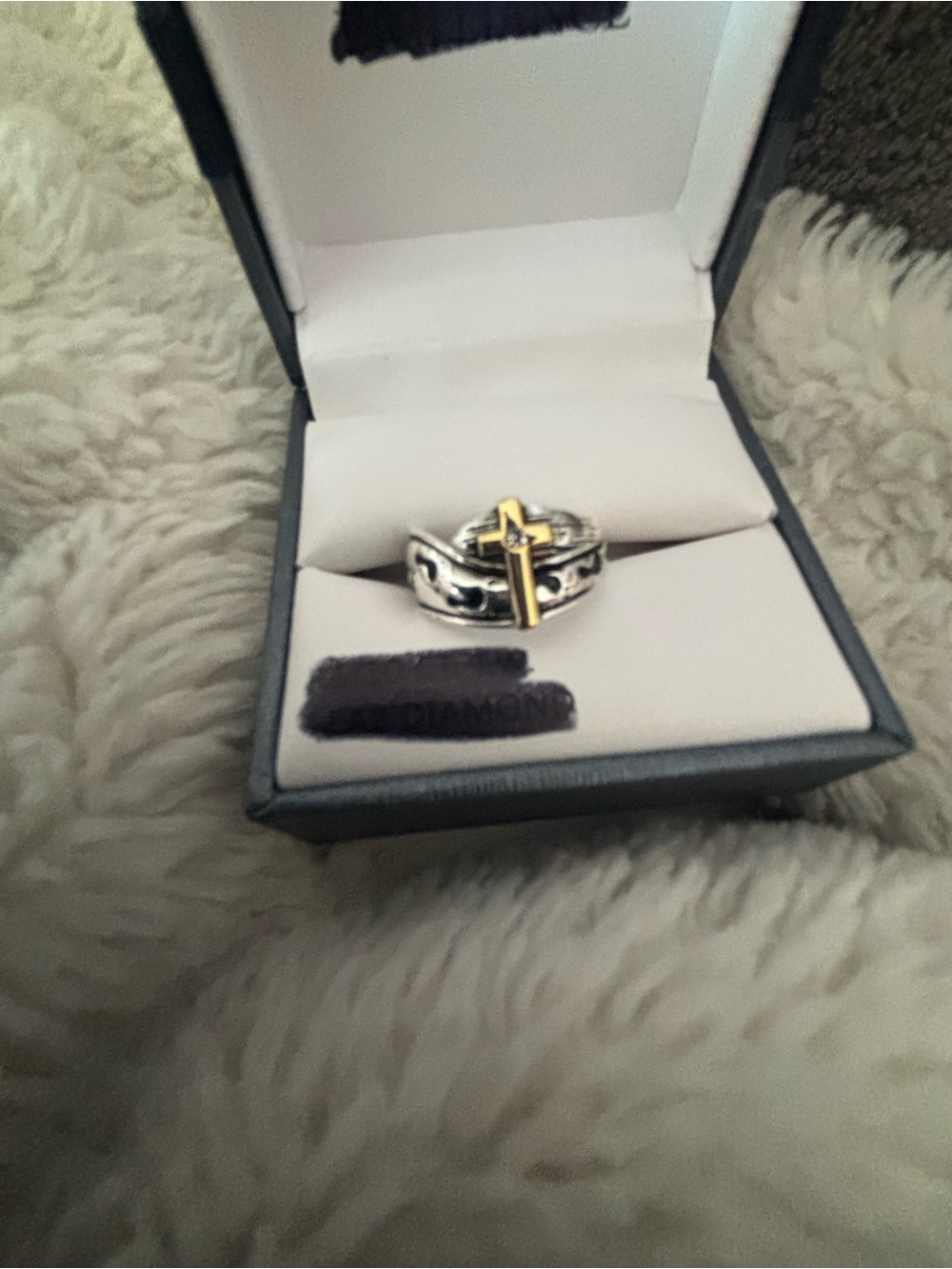 Kohl's Two-Tone Cross Accent Women's Ring - Silver and Gold